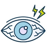 An eye with a lightning bolt coming out of it, symbolizing the urgent need for attention from eye care professionals or an eye doctor.