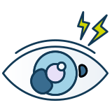 An eye with a lightning bolt coming out of it for eye health.