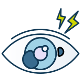 An eye with a lightning bolt coming out of it for eye health.