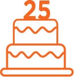 Icon of a 25th birthday cake.