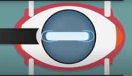 A blue circle with a red circle and a white line, representing eye diseases.