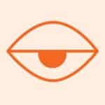 An eye-catching orange and white logo promoting eye health and care.