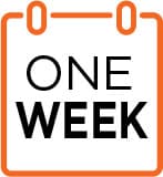 Icon of a calendar indicating "one week".