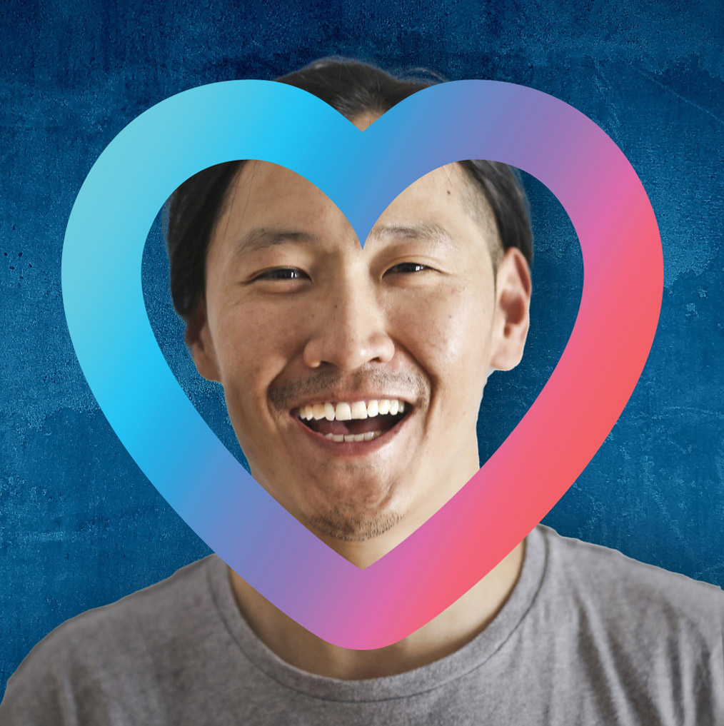 A man with a heart shaped icon on his face showcasing the significance of eye health and the potential risks of vision loss caused by eye diseases.